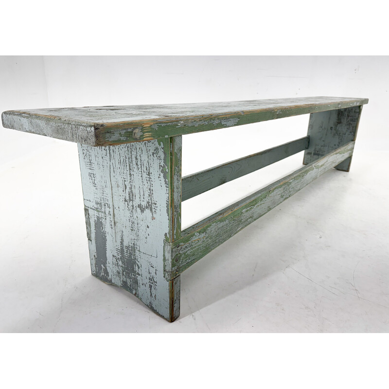 Banc industriel vintage en bois, Tchécoslovaquie 1950