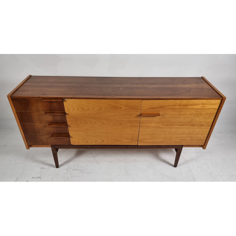 Vintage walnut chest of drawers by Frantisek Mezulanik for Up Zavody, Czechoslovakia 1960