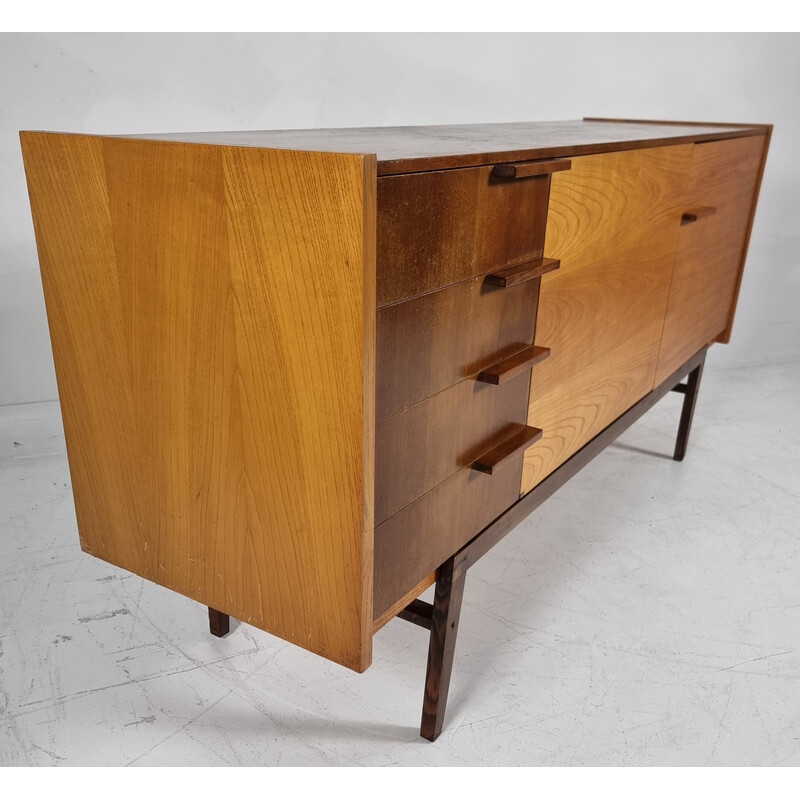 Vintage walnut chest of drawers by Frantisek Mezulanik for Up Zavody, Czechoslovakia 1960