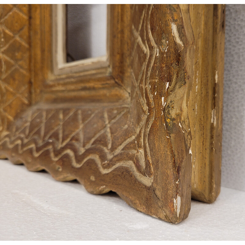 Marco Art Déco vintage en madera tallada y dorada de Emile Bouche, Francia 1940