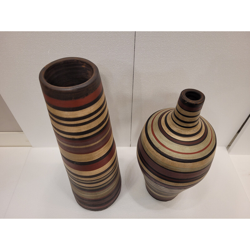 Paar oude cilindrische keramische vazen, Duitsland 1960