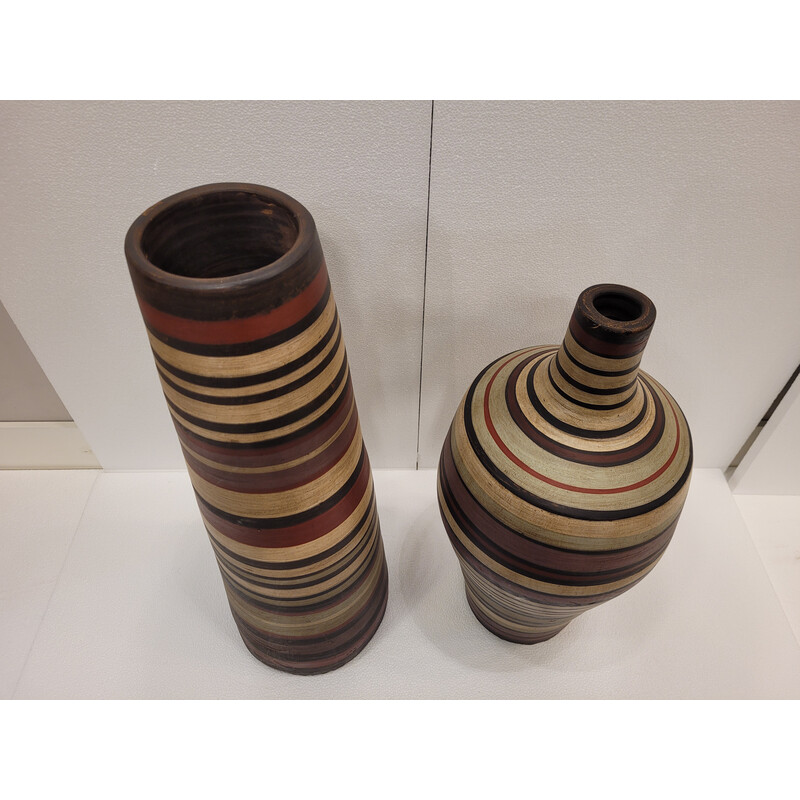 Pair of vintage cylindrical ceramic vases, Germany 1960