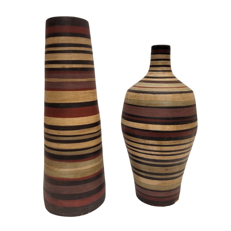 Pair of vintage cylindrical ceramic vases, Germany 1960