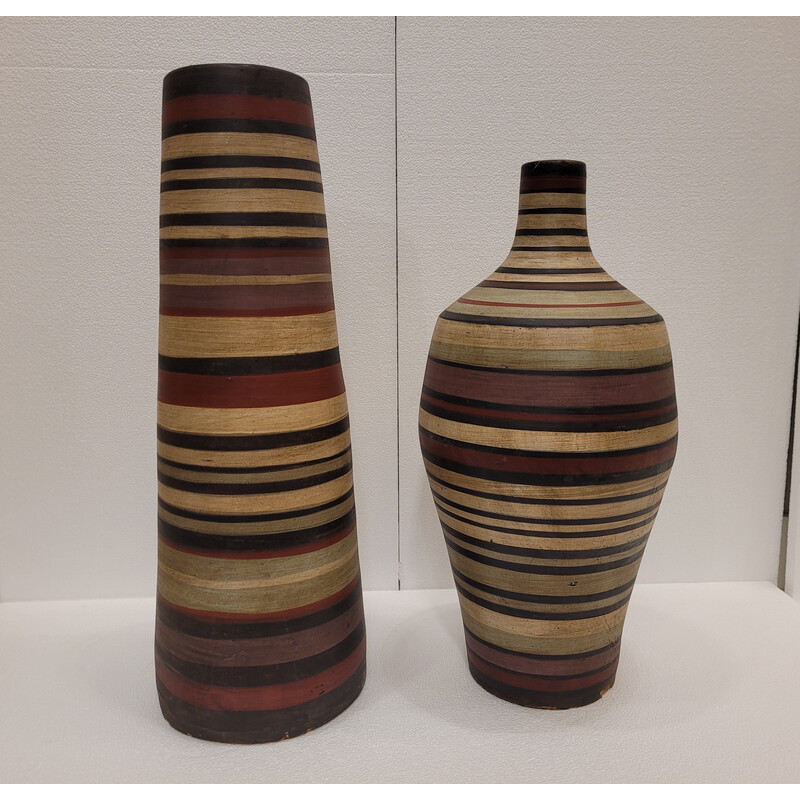 Pair of vintage cylindrical ceramic vases, Germany 1960