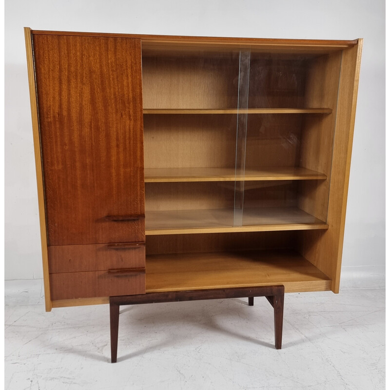 Vintage walnut bookcase by Francisek Mezulanik for Up Zavody, Czechoslovakia 1960