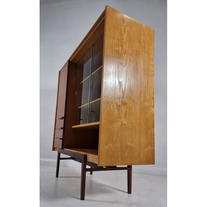 Vintage walnut bookcase by Francisek Mezulanik for Up Zavody, Czechoslovakia 1960