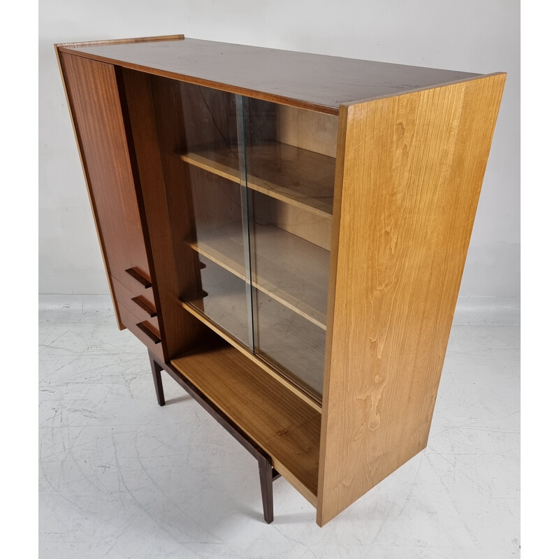 Vintage walnut bookcase by Francisek Mezulanik for Up Zavody, Czechoslovakia 1960