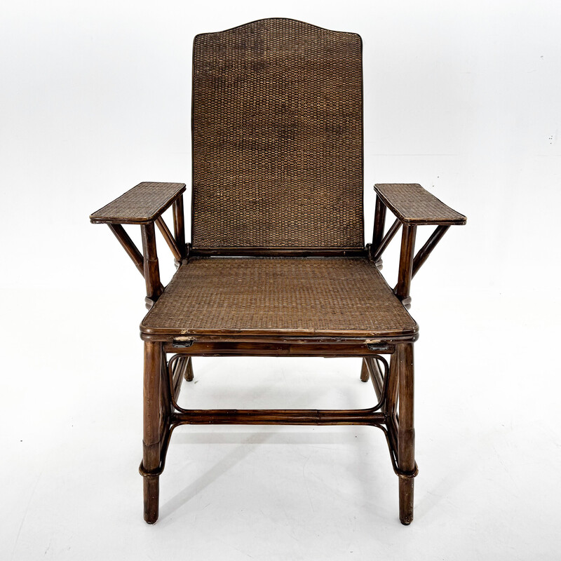 Vintage Art Deco chair in bamboo and wicker, France