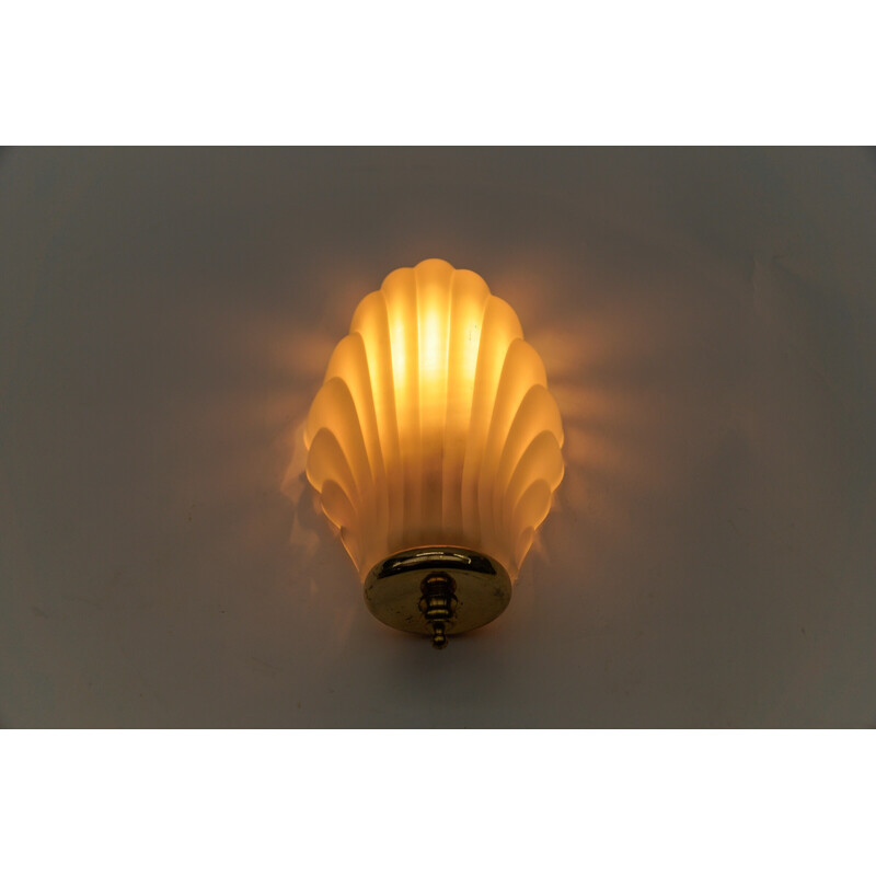 Vintage wall lamp in satin glass and metal, Italy 1960