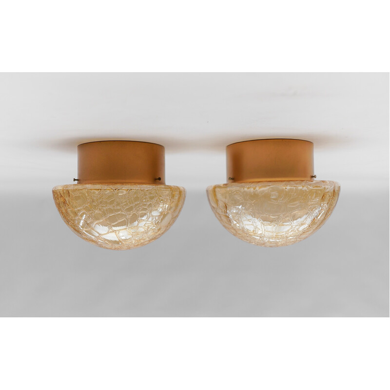 Pair of vintage gold and amber mushroom-shaped wall lamp, 1960