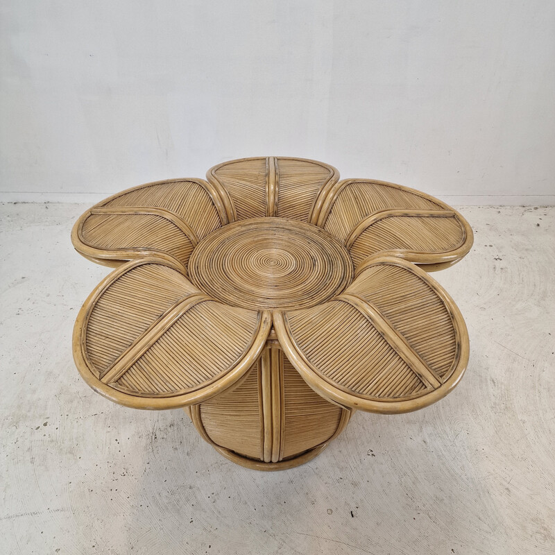 Vintage rattan and bamboo dining table base, 1980