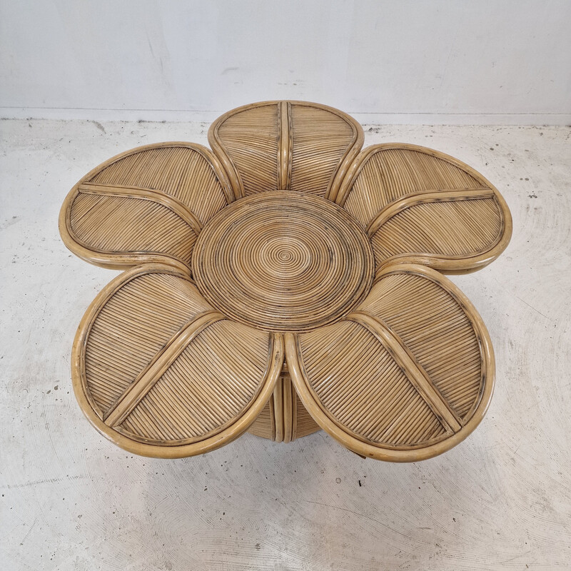 Vintage rattan and bamboo dining table base, 1980