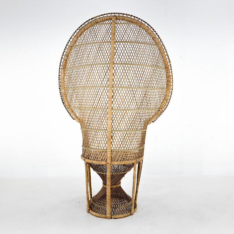 Vintage Peacock chair in hand-woven wicker and rattan, 1960