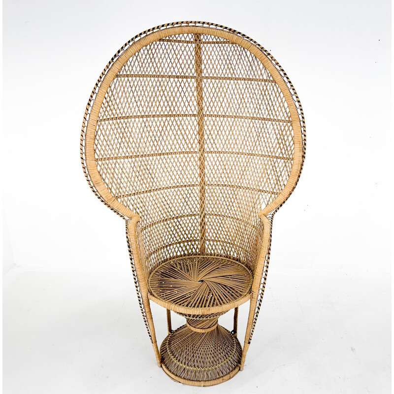 Vintage Peacock chair in hand-woven wicker and rattan, 1960