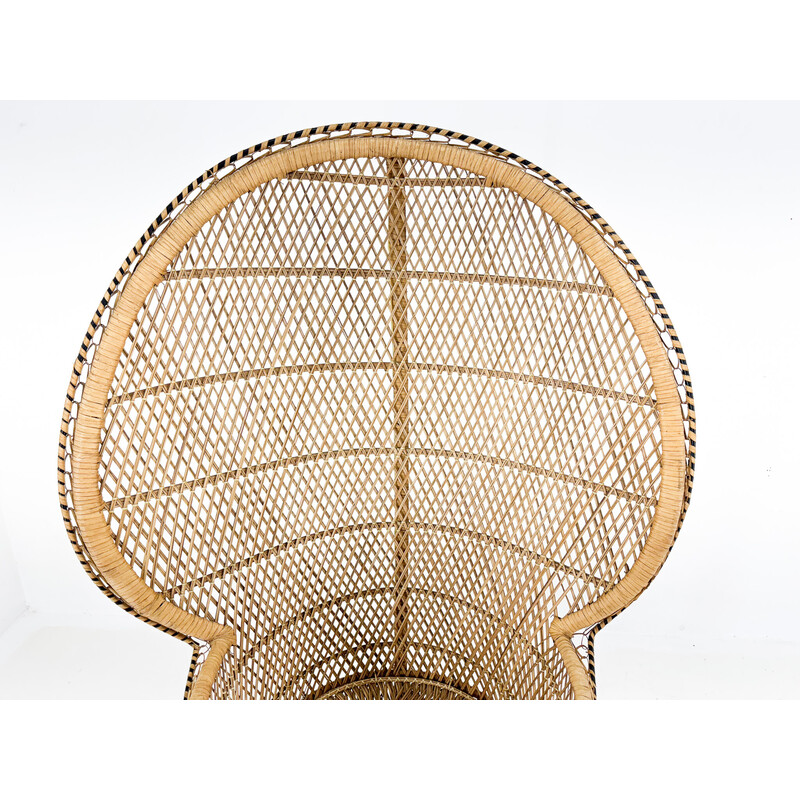 Vintage Peacock chair in hand-woven wicker and rattan, 1960