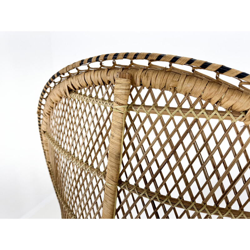 Vintage Peacock chair in hand-woven wicker and rattan, 1960