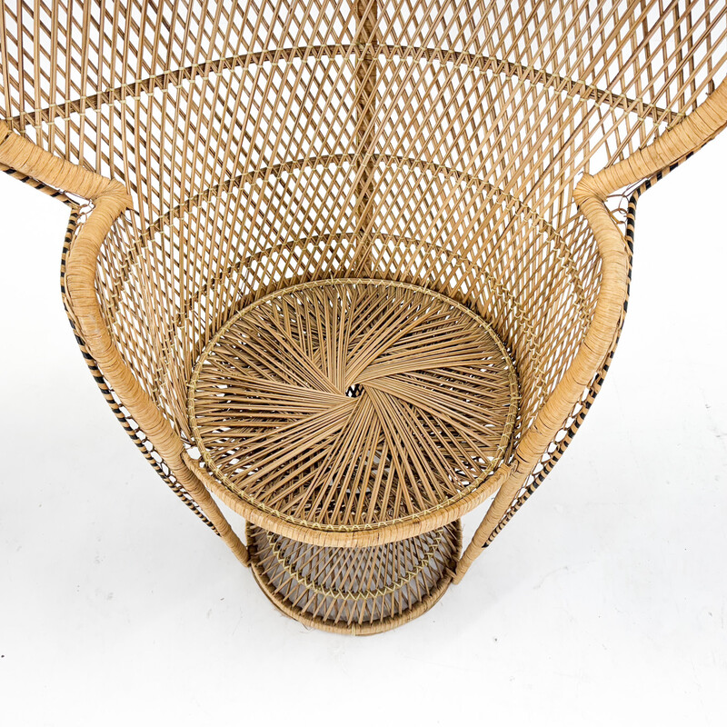 Vintage Peacock chair in hand-woven wicker and rattan, 1960