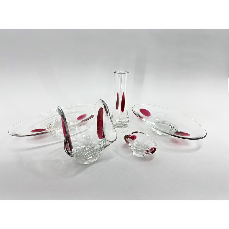 Conjunto de 5 copos vintage de Jaroslav Tabara para a Lednicke Rovne Glassworks, Checoslováquia 1970