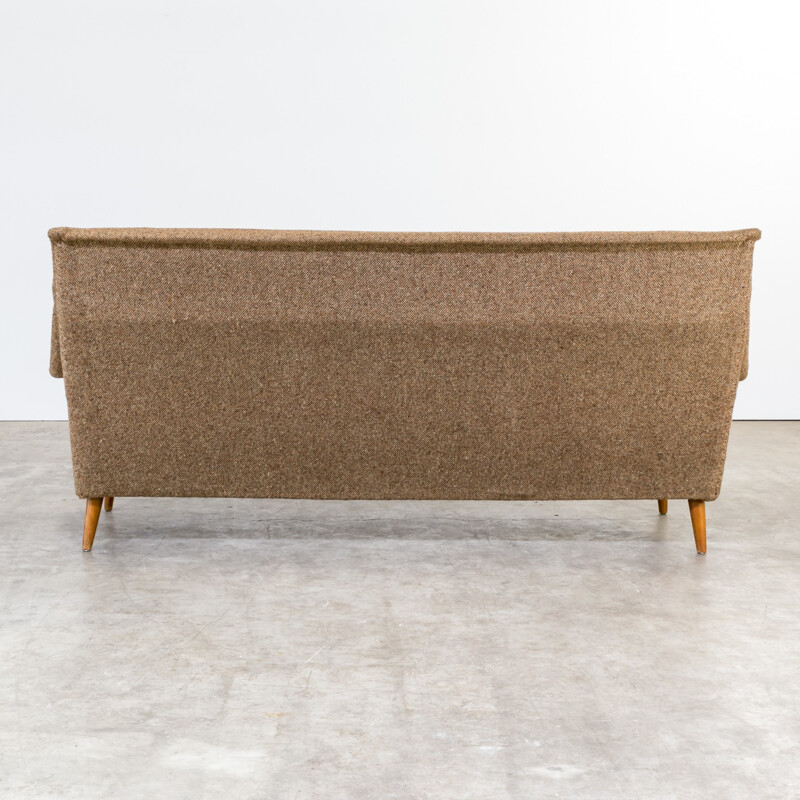 Mid century 3-seater sofa in brown fabric - 1960s