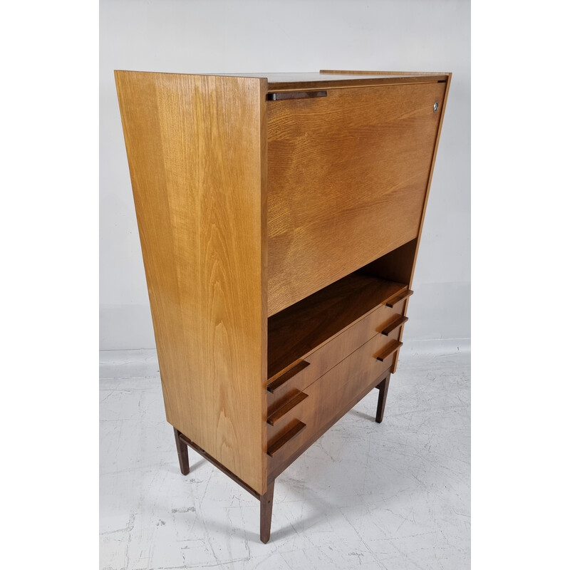 Vintage walnut secretary desk by Frantisek Mezulanik for Up Zavody, Czechoslovakia 1960