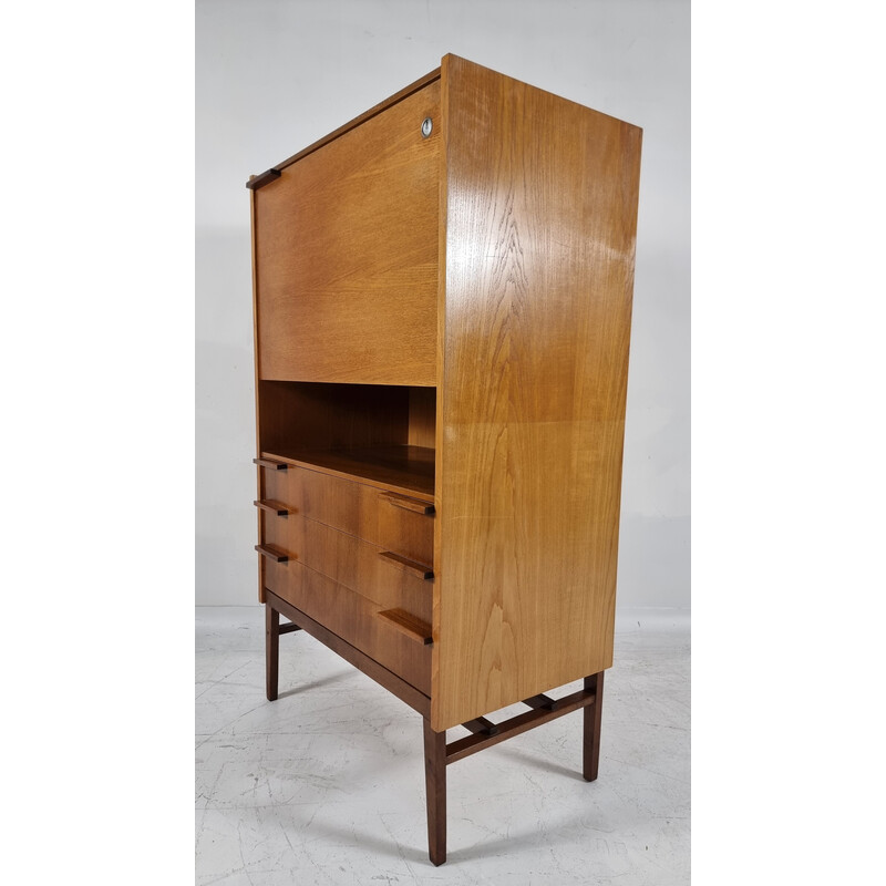 Vintage walnut secretary desk by Frantisek Mezulanik for Up Zavody, Czechoslovakia 1960