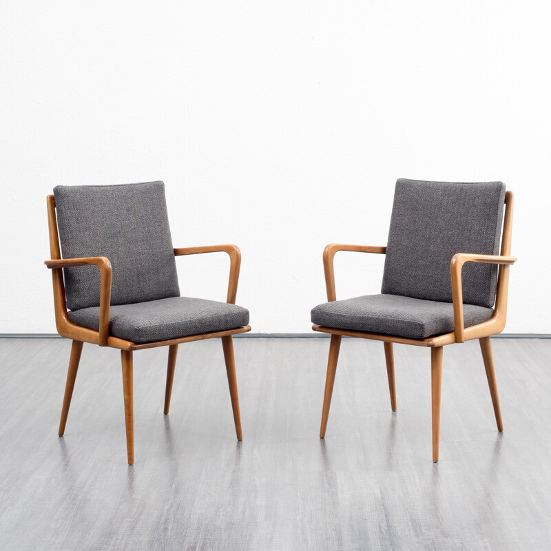 Armchair with solid cherrywood frame by Hans Mitzlaff for Soloform - 1950s