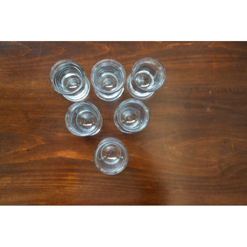 Conjunto de 6 copos de licor em cristal vintage, Itália 1970