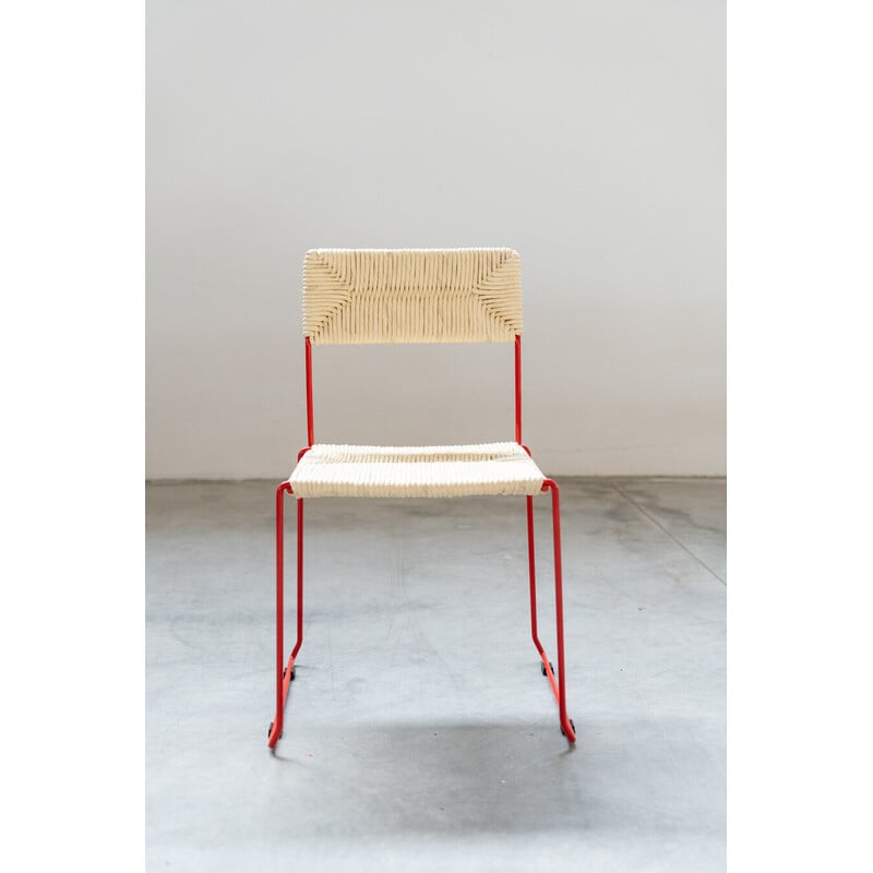 Set van 8 vintage stoelen van gebogen ijzer en kunststof voor Sintesi, Italië 2000
