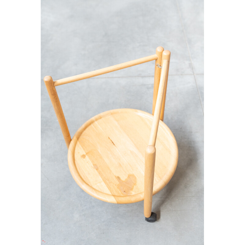 Vintage oak wood folding catering trolley by Jens Quistgaard, Denmark 1960