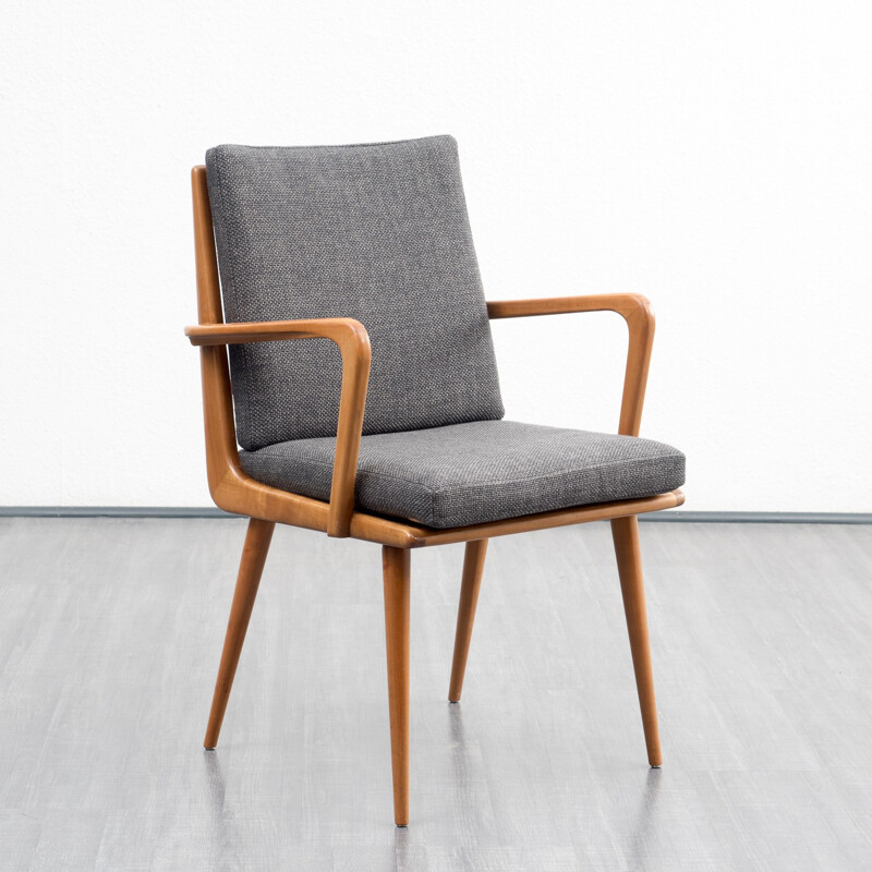 Armchair with solid cherrywood frame by Hans Mitzlaff for Soloform - 1950s