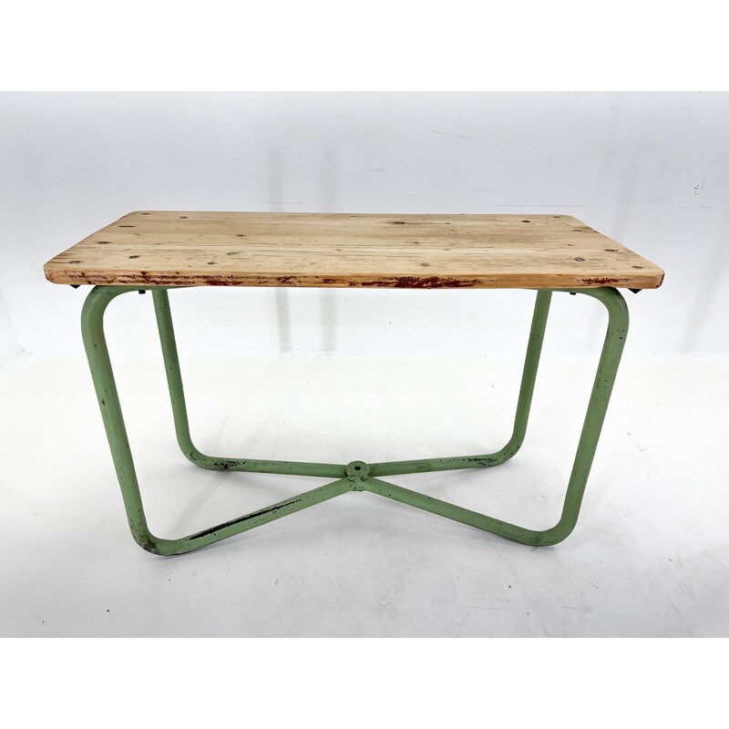 Vintage industrial wooden side table, Czechoslovakia