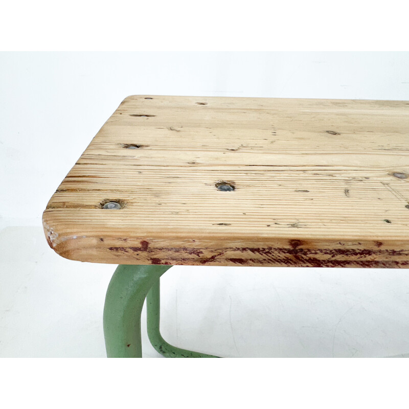 Vintage industrial wooden side table, Czechoslovakia