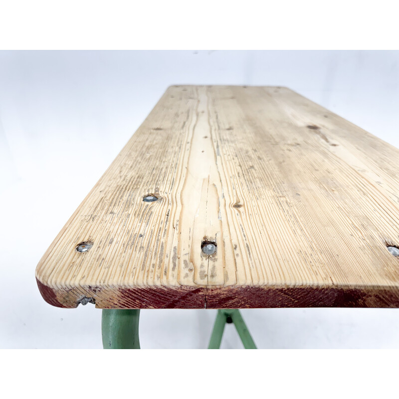 Table d'appoint industrielle vintage en bois, Tchécoslovaquie
