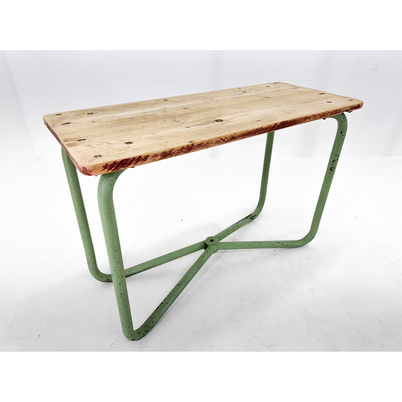 Vintage industrial wooden side table, Czechoslovakia