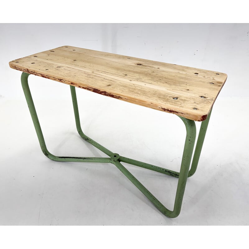 Tavolino industriale vintage in legno, Cecoslovacchia