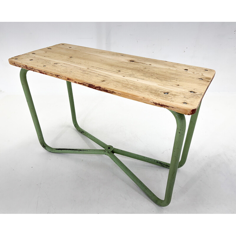 Vintage industrial wooden side table, Czechoslovakia