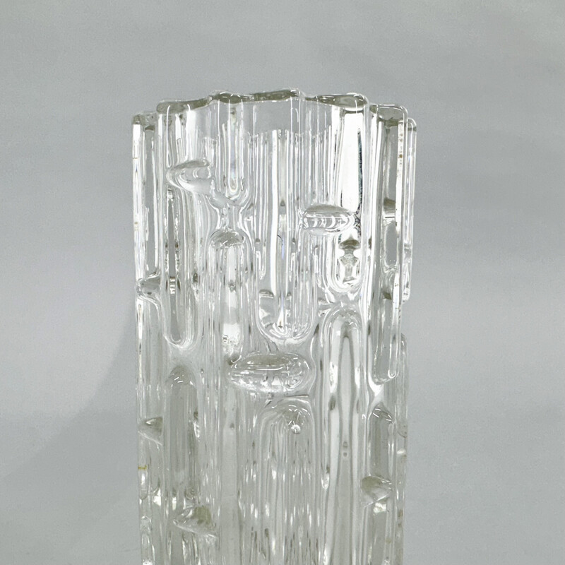 Pair of vintage "Labyrinth" vases in transparent glass by Frantisek Vizner, 1965