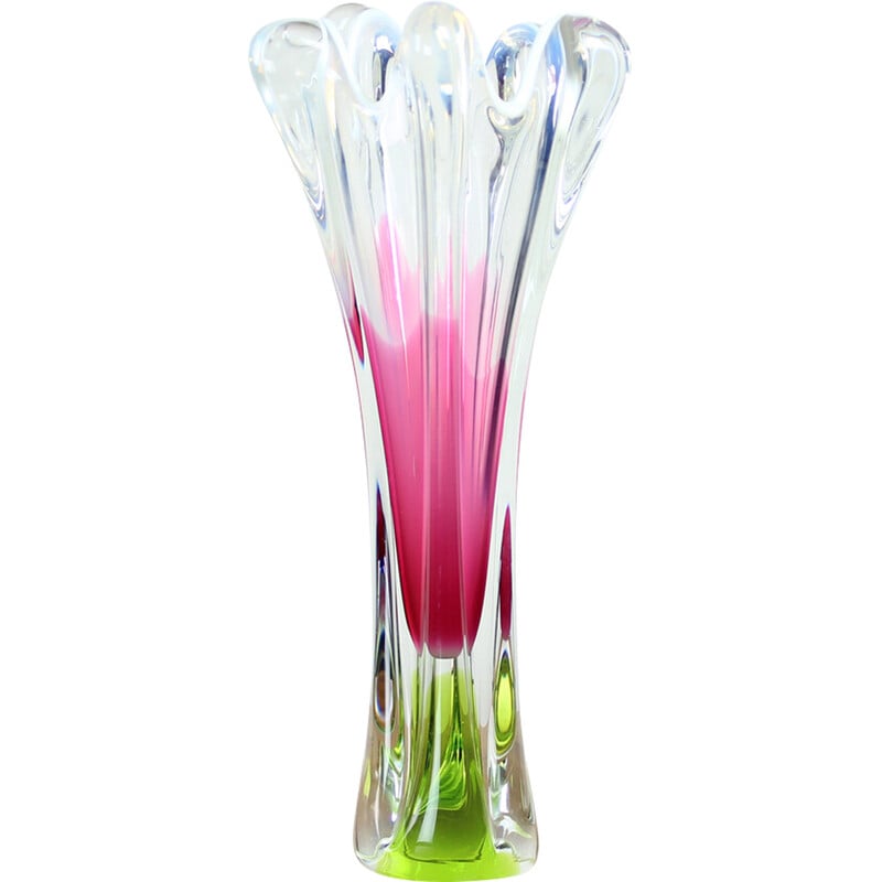 Vintage glass vase by Josef Hospodka for Chribska Glass, Czechoslovakia 1960