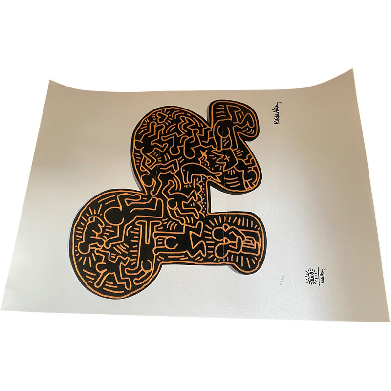 Vintage screenprint by Keith Haring for The Keith Haring Foundation Inc., 1990