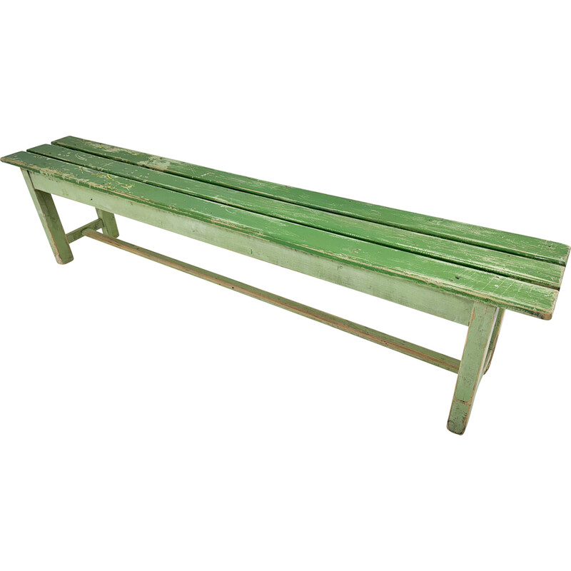 Vintage industrial wooden bench, Czechoslovakia 1950