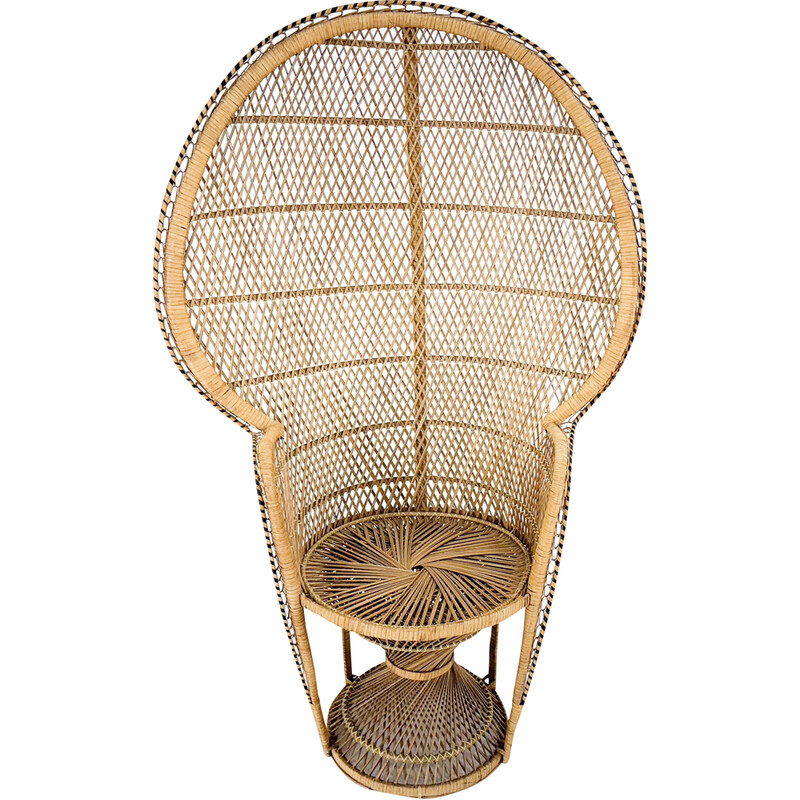 Vintage Peacock chair in hand-woven wicker and rattan, 1960