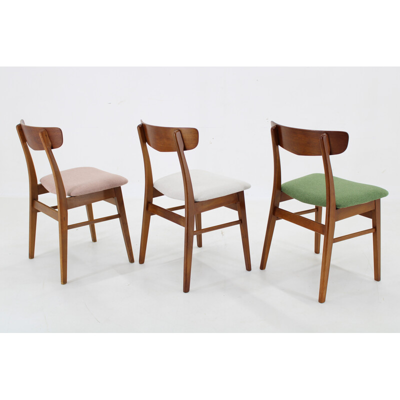 Set of 3 vintage teak chairs, Denmark 1960