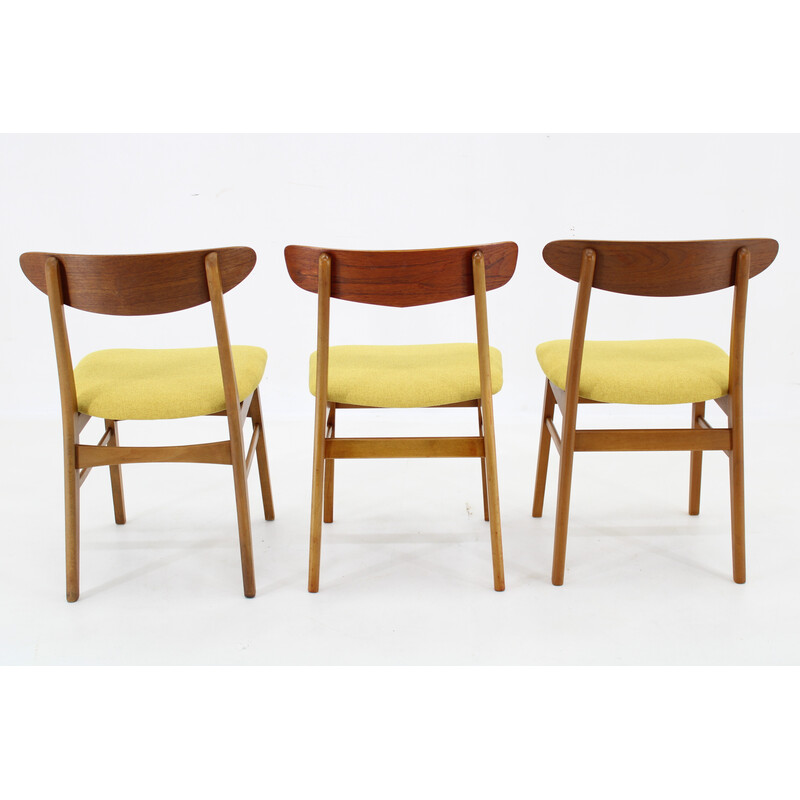 Ensemble de 3 chaises vintage en teck, Danemark 1960
