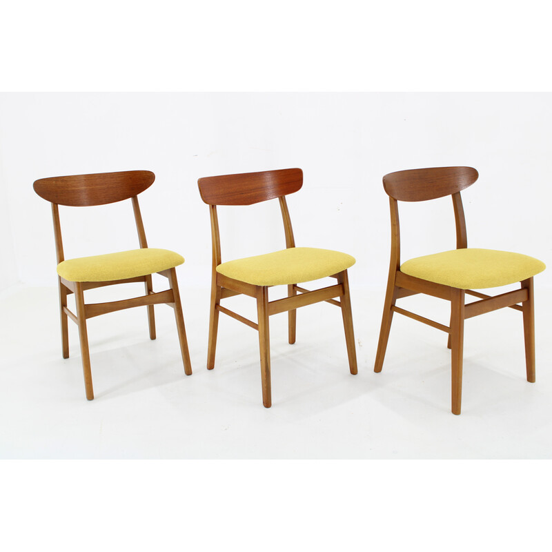 Set of 3 vintage teak chairs, Denmark 1960