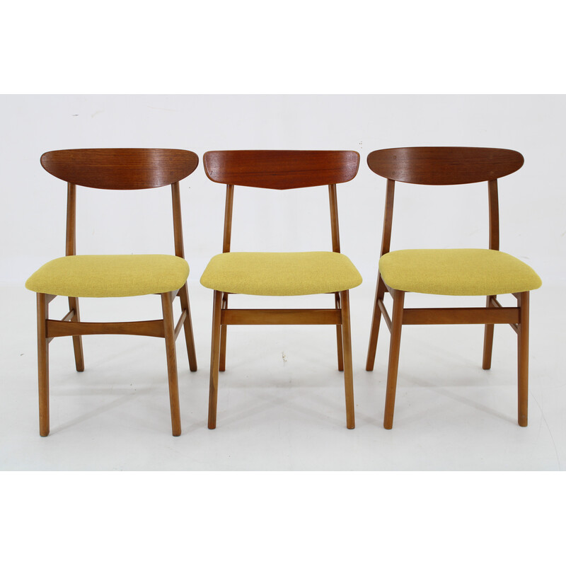 Set of 3 vintage teak chairs, Denmark 1960