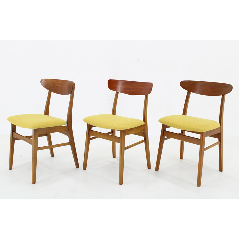 Conjunto de 3 cadeiras vintage em teca, Dinamarca 1960