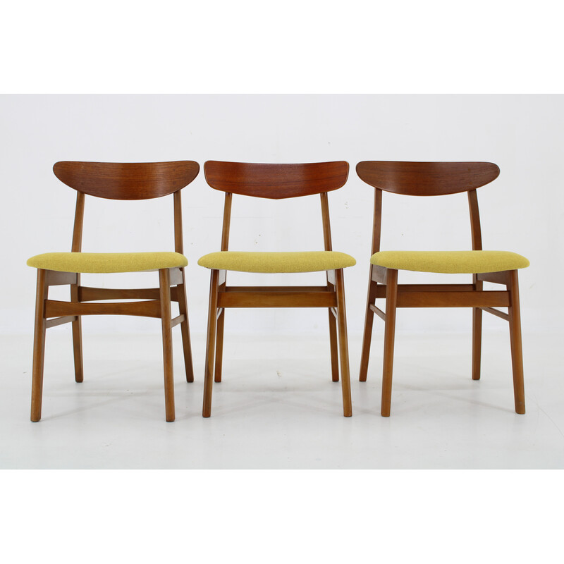 Conjunto de 3 cadeiras vintage em teca, Dinamarca 1960