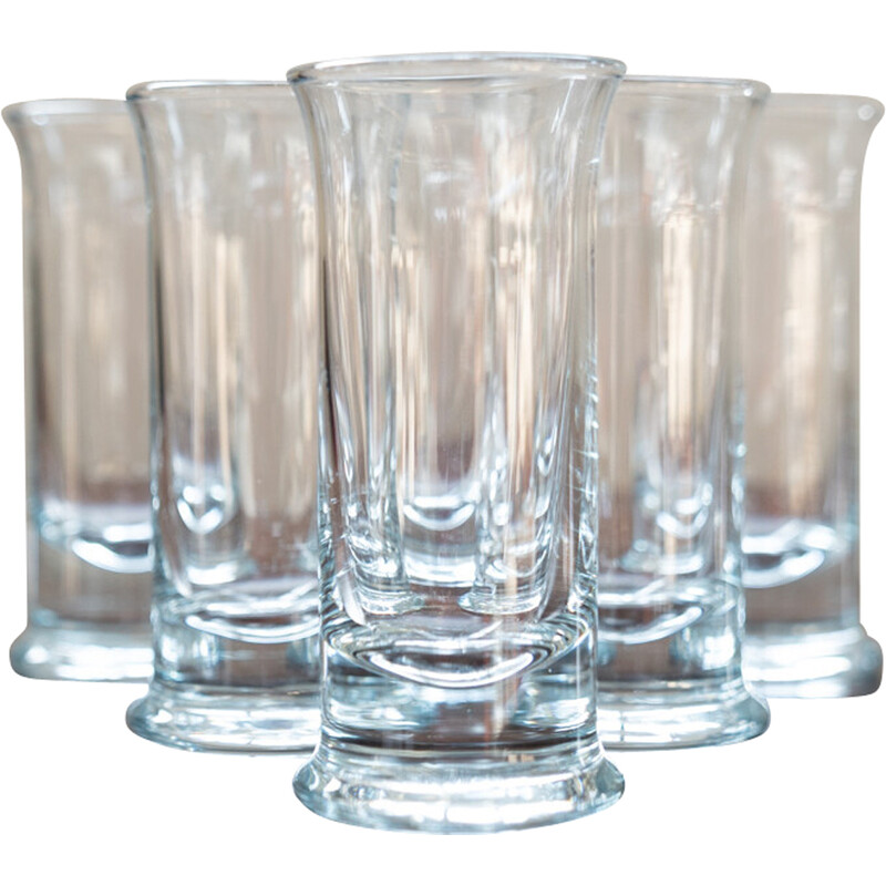 Pack of 6 vintage Riviera Vodka crystal liqueur glasses, Italy 1970