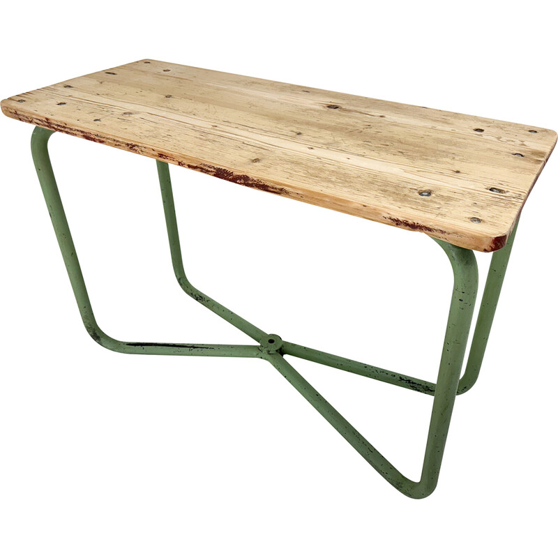 Vintage industrial wooden side table, Czechoslovakia