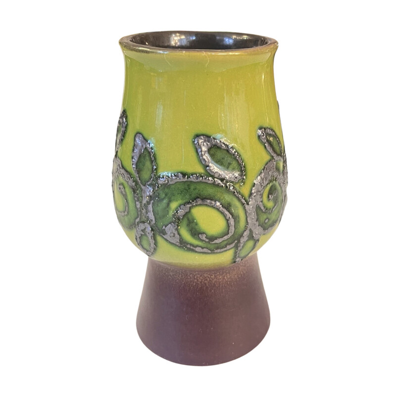 Vintage bekervormige keramieken vaas voor Strehla Keramik, Duitsland 1960
